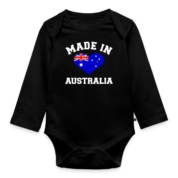 Australie - Body Bébé bio manches longues - noir - Devant