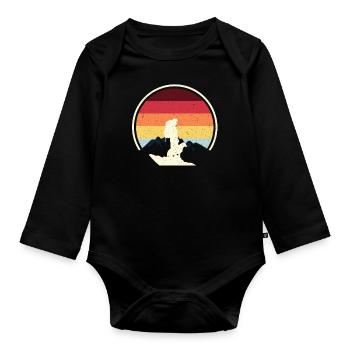 Vintage Hunde Wandern Camping - Baby Bio-Langarm-Body - Schwarz - Vorne