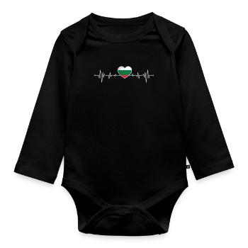 Bulgarie Drapeau Bulgare Bulgarin Herzschlag - Body Bébé bio manches longues - noir - Devant