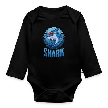 Shark fin shark sea shark fin ocean shark - Organic Longsleeve Baby Bodysuit - black - Front
