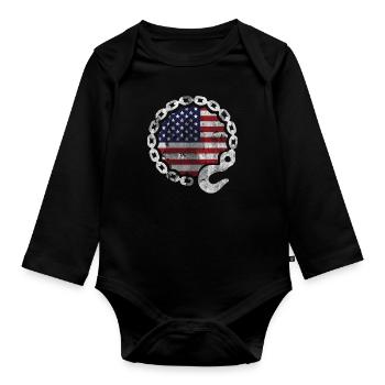 Lustiges Abschlepper Abschleppwagenfahrer Geschenk - Baby Bio-Langarm-Body - Schwarz - Vorne