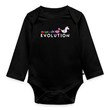 Evolution schwimmen Wassersport Flamingo Einhorn - Baby Bio-Langarm-Body - Schwarz - Vorne