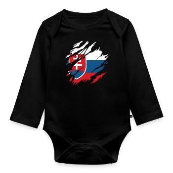 Drapeau de la Slovaquie rayures usé look coupé slovaque - Body Bébé bio manches longues - noir - Devant