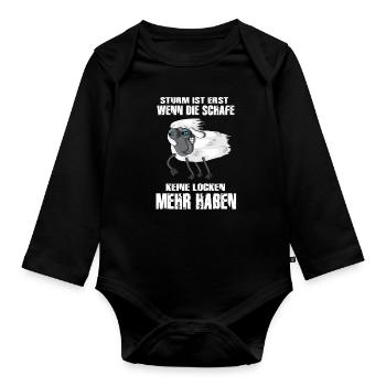 Sturm Ist Erst Wenn Schafe Keine Locken Mehr Haben - Baby Bio-Langarm-Body - Schwarz - Vorne