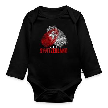 Made in Schweiz - Body Bébé bio manches longues - noir - Devant