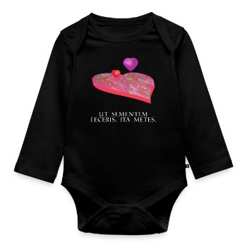 as you sow you will reap latin white - Organic Longsleeve Baby Bodysuit - black - Front