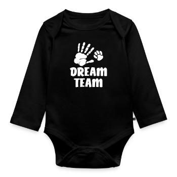 Dream Team Dog Paw Hand Dog Owner Dog - Organic Longsleeve Baby Bodysuit - black - Front