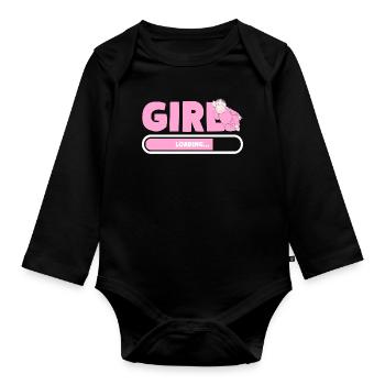 BABY GIRL LOADING Parents Grossesse - Body Bébé bio manches longues - noir - Devant