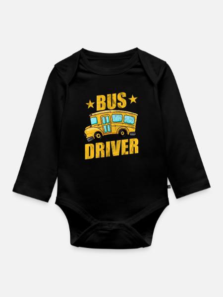 Bus - Baby Bio-Langarm-Body - Schwarz