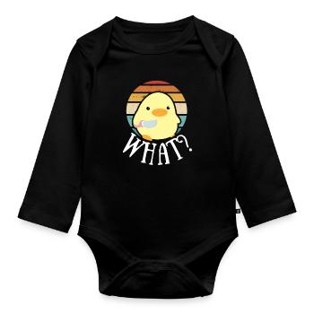 Süße Ente mit Messer Küken Huhn Gans Was Retro Sun - Baby Bio-Langarm-Body - Schwarz - Vorne