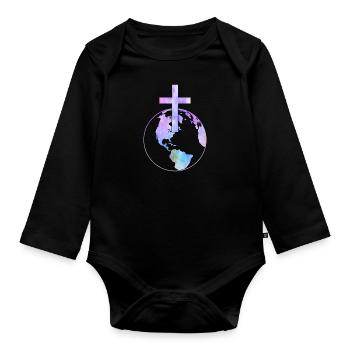 Jesus Shirt Gott Kirche Christentum - Baby Bio-Langarm-Body - Schwarz - Vorne