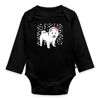 Christmas Dog Dog Four-legged friend Gift idea - Organic Longsleeve Baby Bodysuit - black - Front