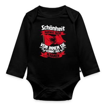 Albanien Kosovo Tirana Balkan Shqip Albaner Flagge - Baby Bio-Langarm-Body - Schwarz - Vorne