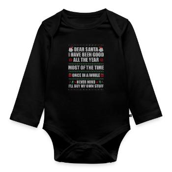Christmas Santa Ugly Christmas Sweater - Baby bio-rompertje met lange mouwen - zwart - Voor