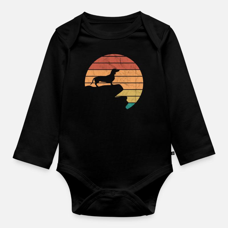 Dackel Dachshund - Baby Bio-Langarm-Body - Schwarz