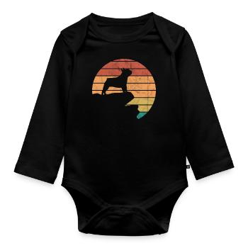Français Bulldog Rétro - Body Bébé bio manches longues - noir - Devant