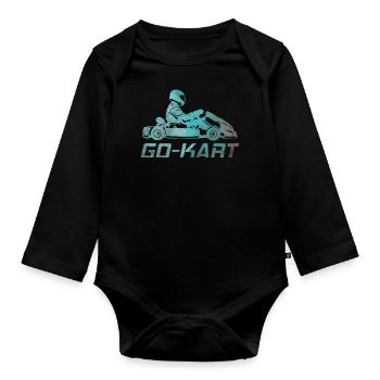 Kart go-kart karting kart pilote cadeau rétro - Body Bébé bio manches longues - noir - Devant