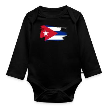Kuba Flagge Karibik Urlaub Cuba Reise Havanna - Baby Bio-Langarm-Body - Schwarz - Vorne