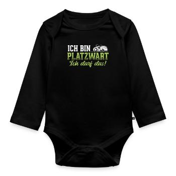 Platzwart Sprüche - Baby Bio-Langarm-Body - Schwarz - Vorne