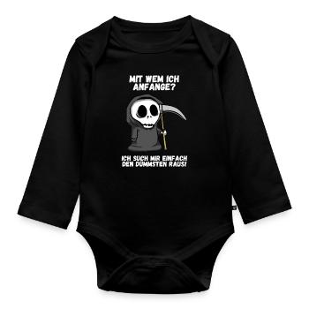 Dumm dümmer am dümmsten Tod Reaper Spruch Geschenk - Baby Bio-Langarm-Body - Schwarz - Vorne