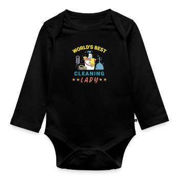 Cleaning lady cleaning assistant ladies gift - Organic Longsleeve Baby Bodysuit - black - Front
