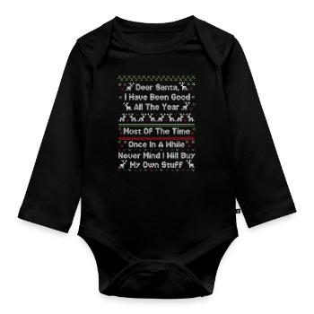 Christmas Santa Ugly Christmas Sweater - Baby bio-rompertje met lange mouwen - zwart - Voor