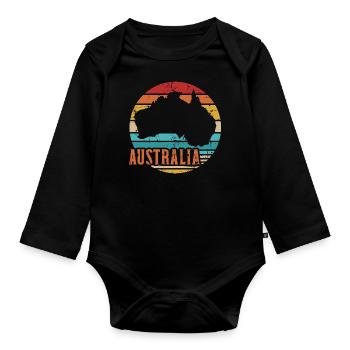 Australie - Body Bébé bio manches longues - noir - Devant