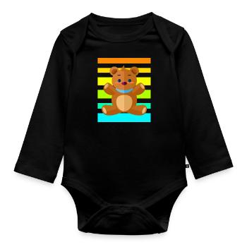 Teddybär Sunset - Baby Bio-Langarm-Body - Schwarz - Vorne