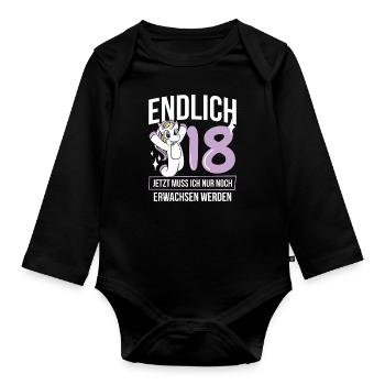Geburtstag 18. Geburtstag 18. - Baby Bio-Langarm-Body - Schwarz - Vorne