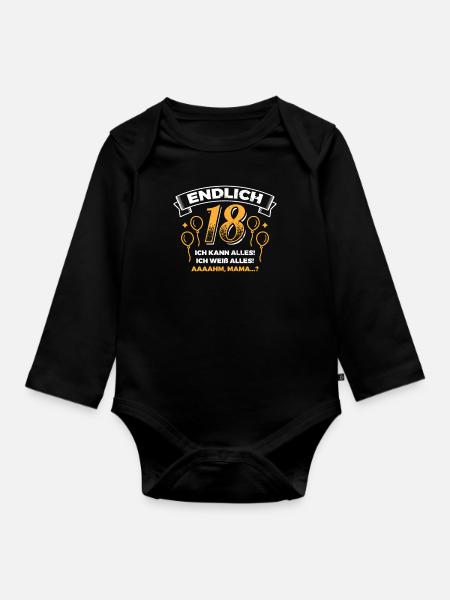 18. Geburtstag Geburtstag 18. - Baby Bio-Langarm-Body - Schwarz