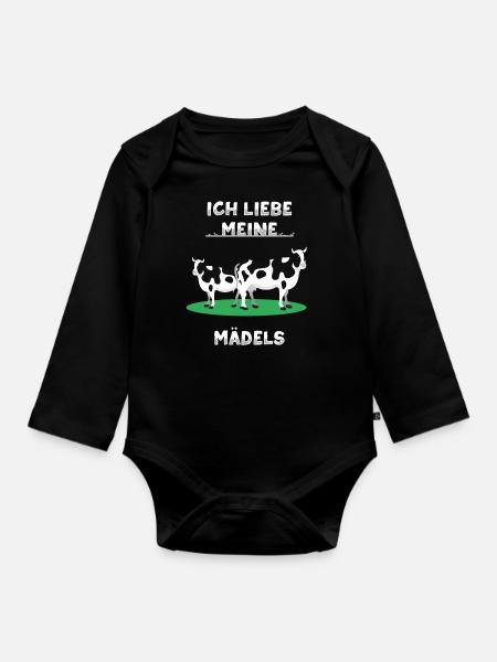 Liebe Meine Mädels Kühe Kuh - Baby Bio-Langarm-Body - Schwarz