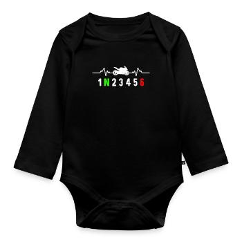 Motorcycle gear shift biker motard heartbeat - Body Bébé bio manches longues - noir - Devant