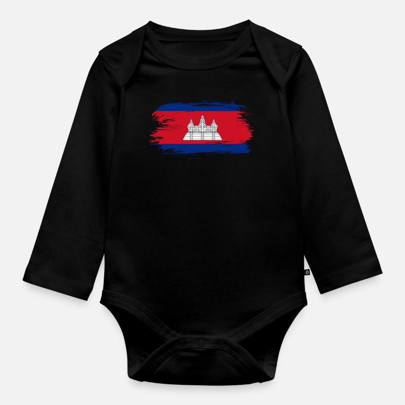 Drapeau du Cambodge drapeau - Body Bébé bio manches longues - noir