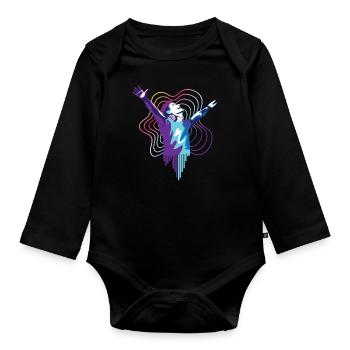 Trance DJ Man design for trance music fans - Organic Longsleeve Baby Bodysuit - black - Front