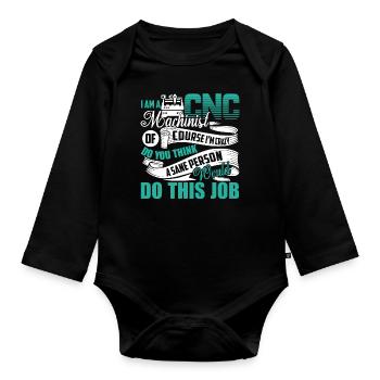 Machiniste CNC Je suis un Machiniste CNC - Body Bébé bio manches longues - noir - Devant