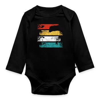 Parapente Parapente Vintage Retro - Body Bébé bio manches longues - noir - Devant