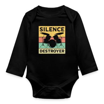 Batteur batteur batterie cadeau batteur - Body Bébé bio manches longues - noir - Devant