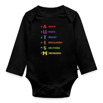 autisme - Body Bébé bio manches longues - noir - Devant