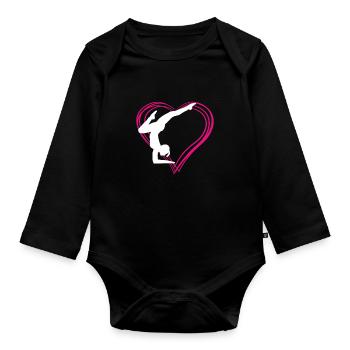 Gymnastique en coeur - cadeau de gymnaste coloré - Body Bébé bio manches longues - noir - Devant