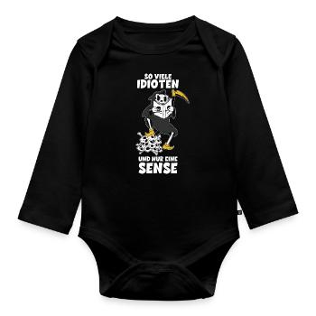 Totenkopf Sensenmann Lustige Geschenkidee Sprüche - Baby Bio-Langarm-Body - Schwarz - Vorne