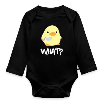 What What Duck With Knife Meme Funny Saying Fun - Body Bébé bio manches longues - noir - Devant