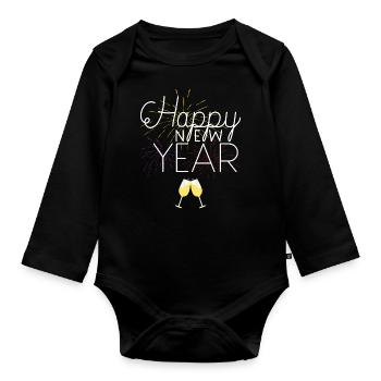Happy New Year Celebration - Baby Bio-Langarm-Body - Schwarz - Vorne