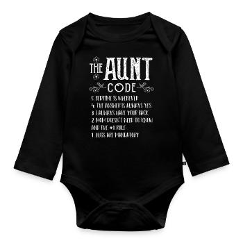 The Aunt Code - tante - Body Bébé bio manches longues - noir - Devant