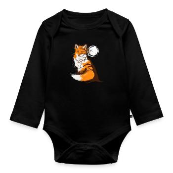 Red fox fall design for wildlife lovers - Organic Longsleeve Baby Bodysuit - black - Front