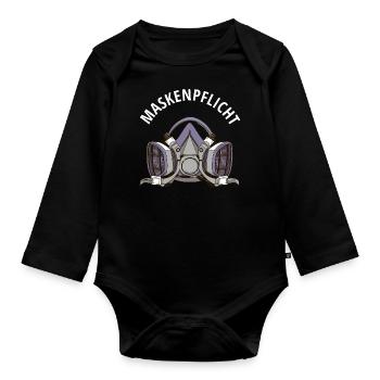 Maskenpflicht Lackiermaske Lackierer Auto KFZ - Baby Bio-Langarm-Body - Schwarz - Vorne