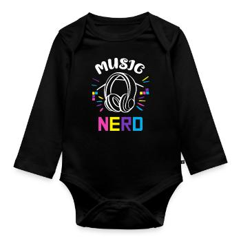 Nerd dj - Body Bébé bio manches longues - noir - Devant