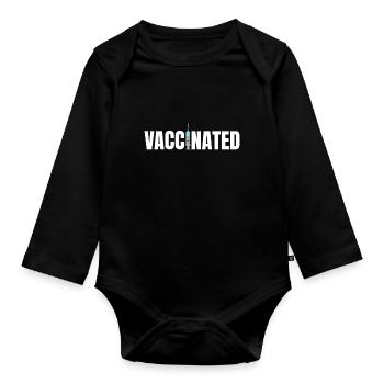 Vaccinated Geimpft - Baby Bio-Langarm-Body - Schwarz - Vorne
