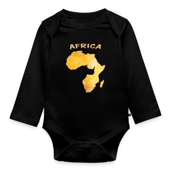 Afrique Gold Afrique - Body Bébé bio manches longues - noir - Devant
