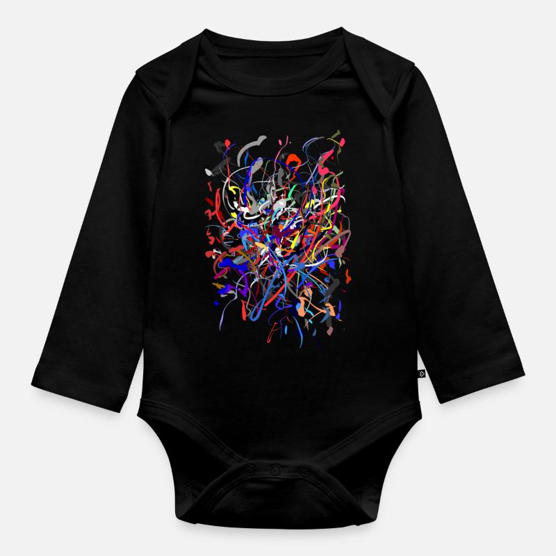 abstrakt - Baby Bio-Langarm-Body - Schwarz