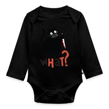 Cat What Black Cat Shirt Murderous Cat With Knife - Body Bébé bio manches longues - noir - Devant